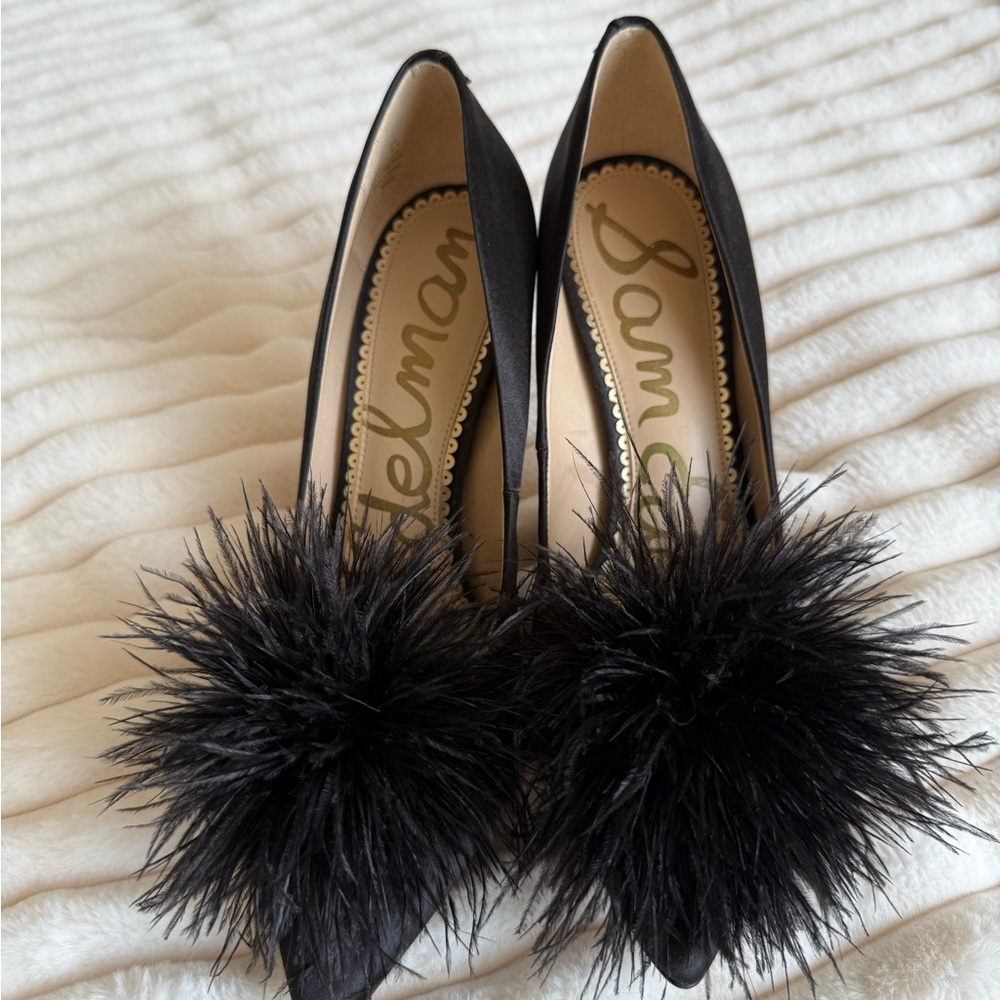 Sam Edelman Black Feathered Heels